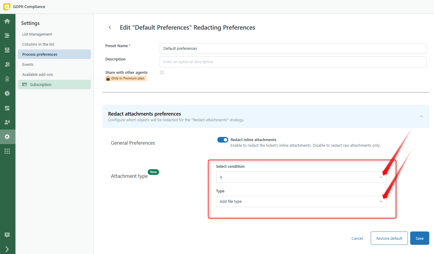 Attachment type GDPR