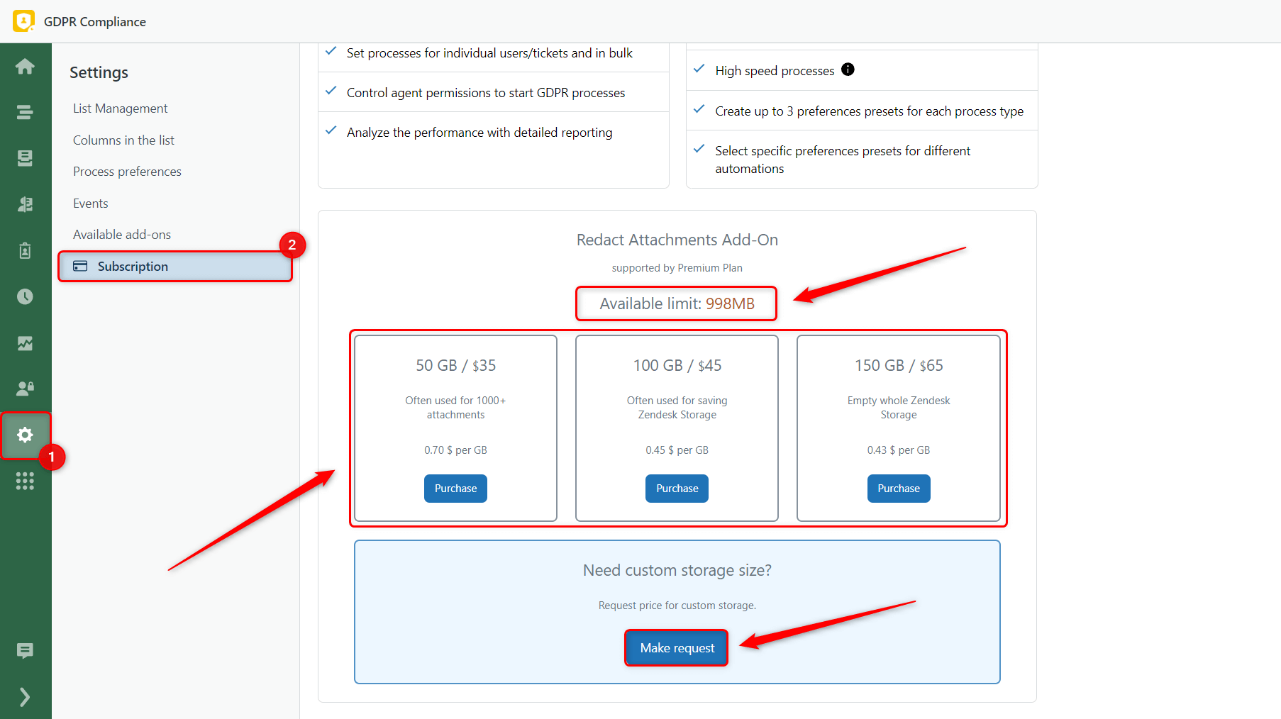 Available Limit Redact Attachments