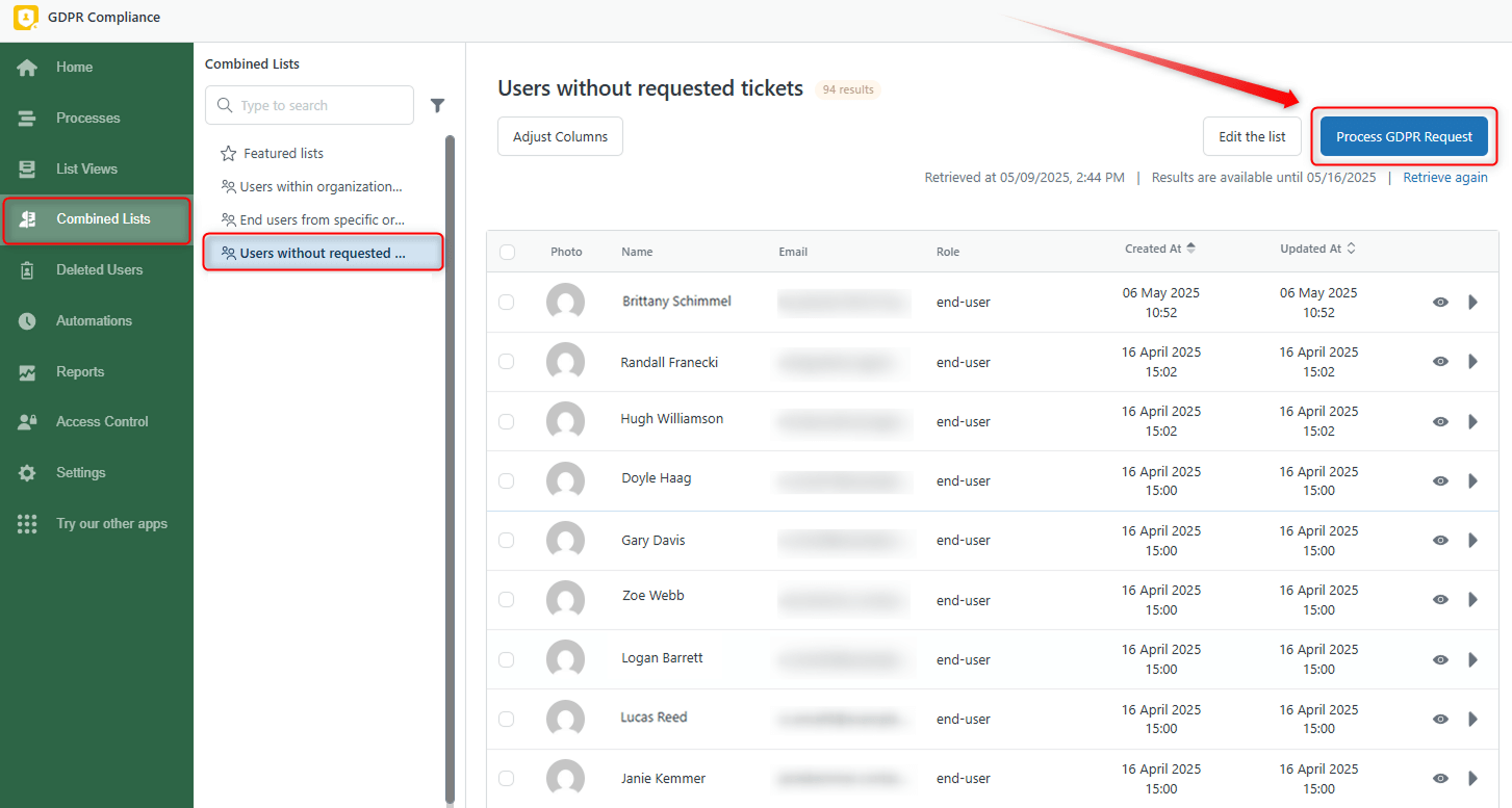 Combined List GDPR