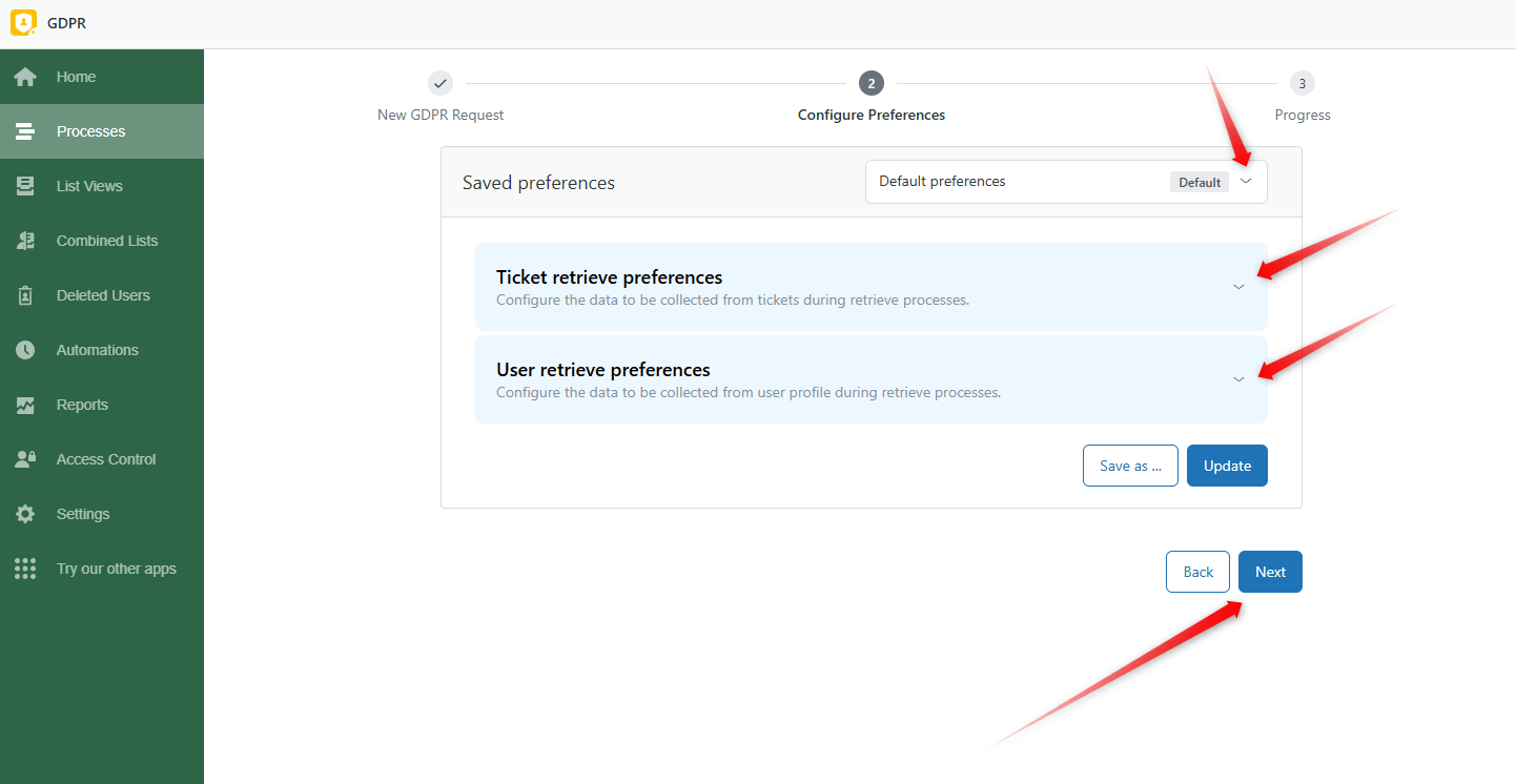 Configure Preferences Retrieve