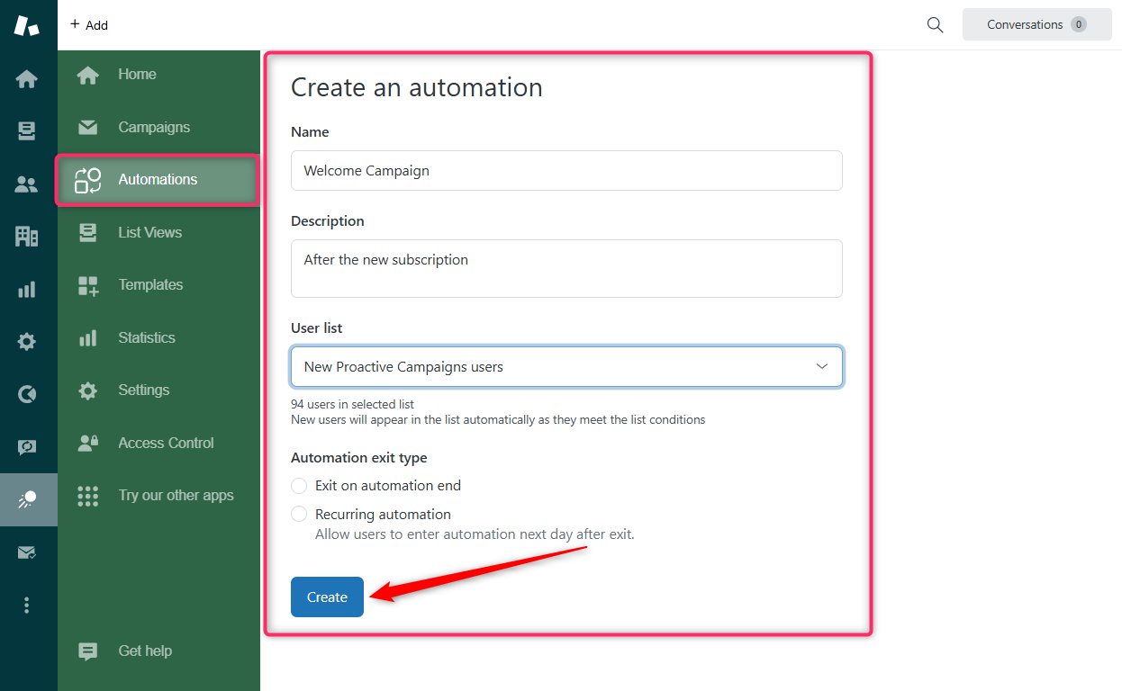 Create A New Automation