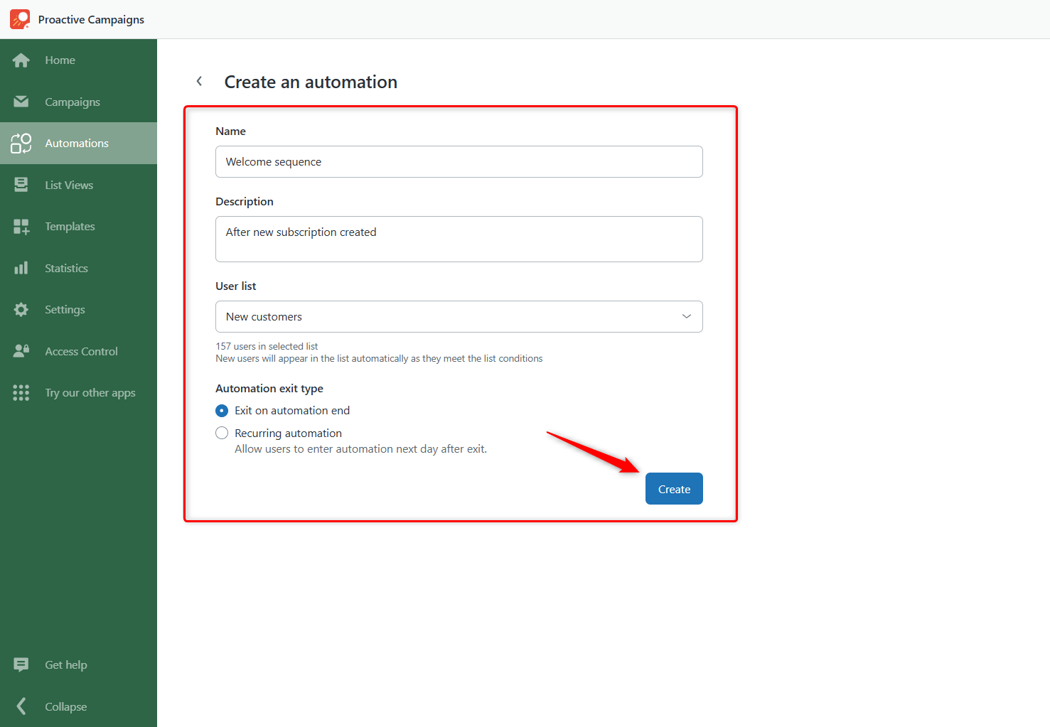 Create Automation Create Automation
