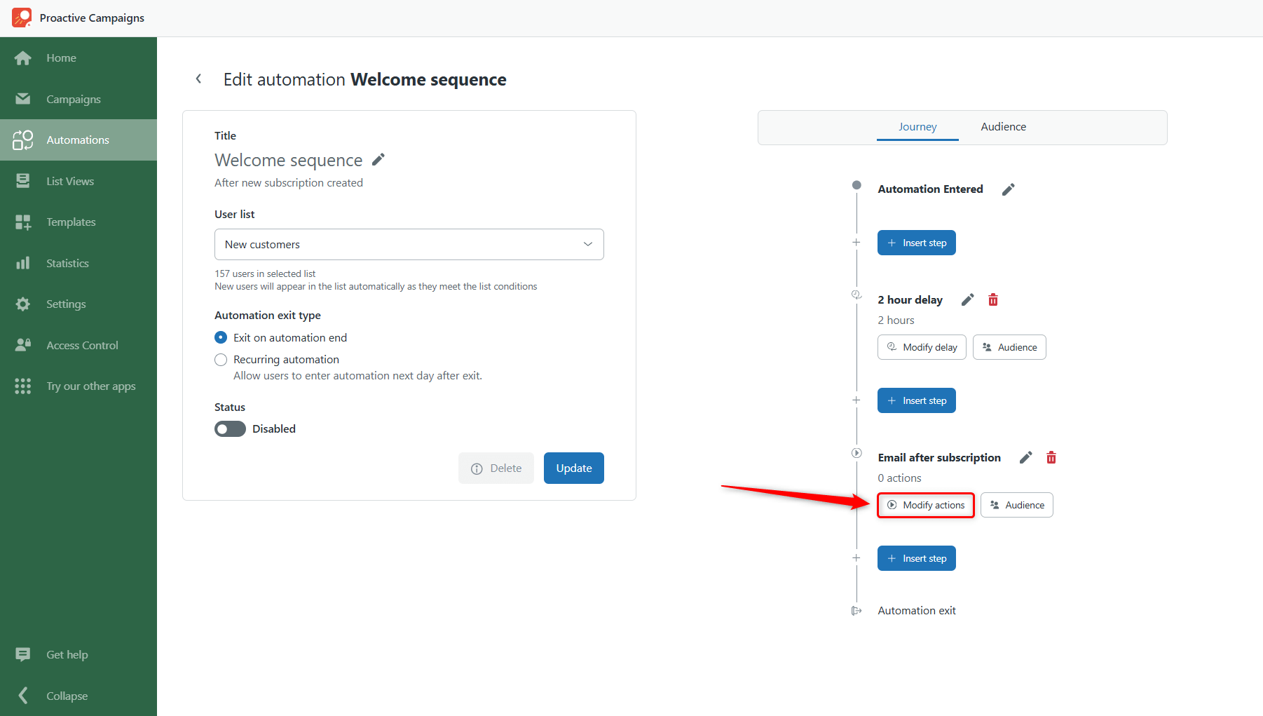 Modify Actions Modify Actions