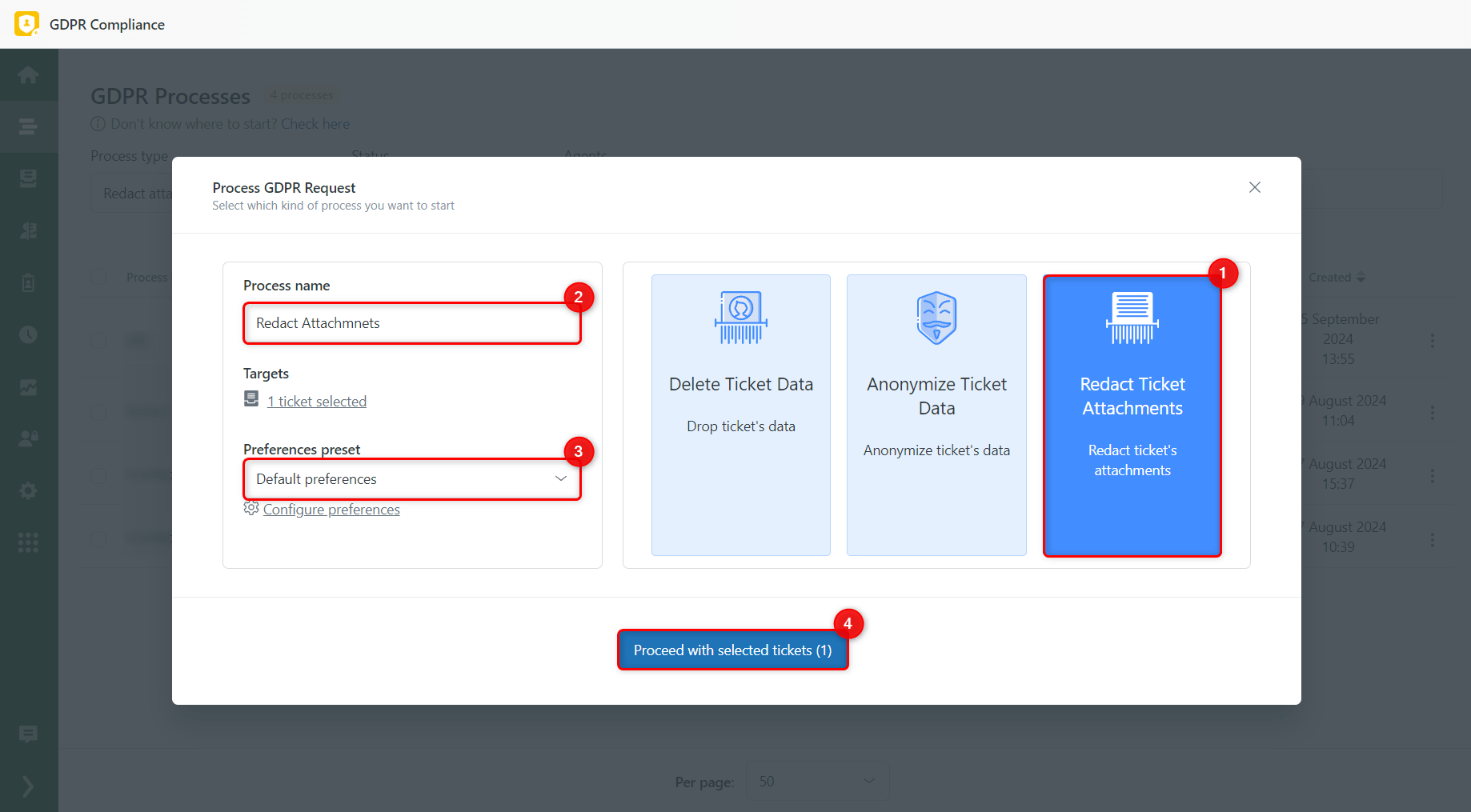 Process GDPR Request Redact Attachments