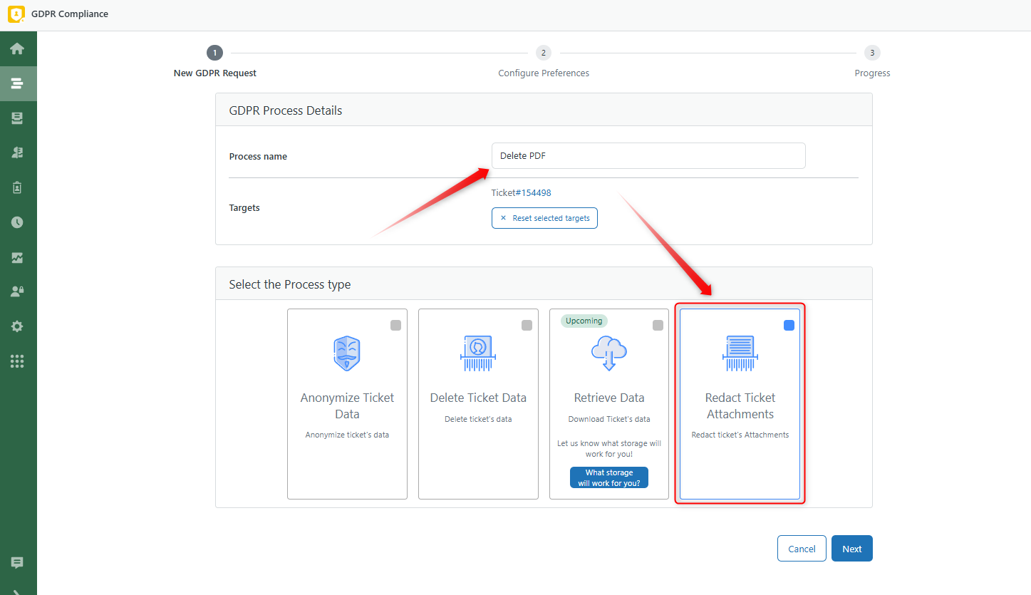 Select Type GDPR
