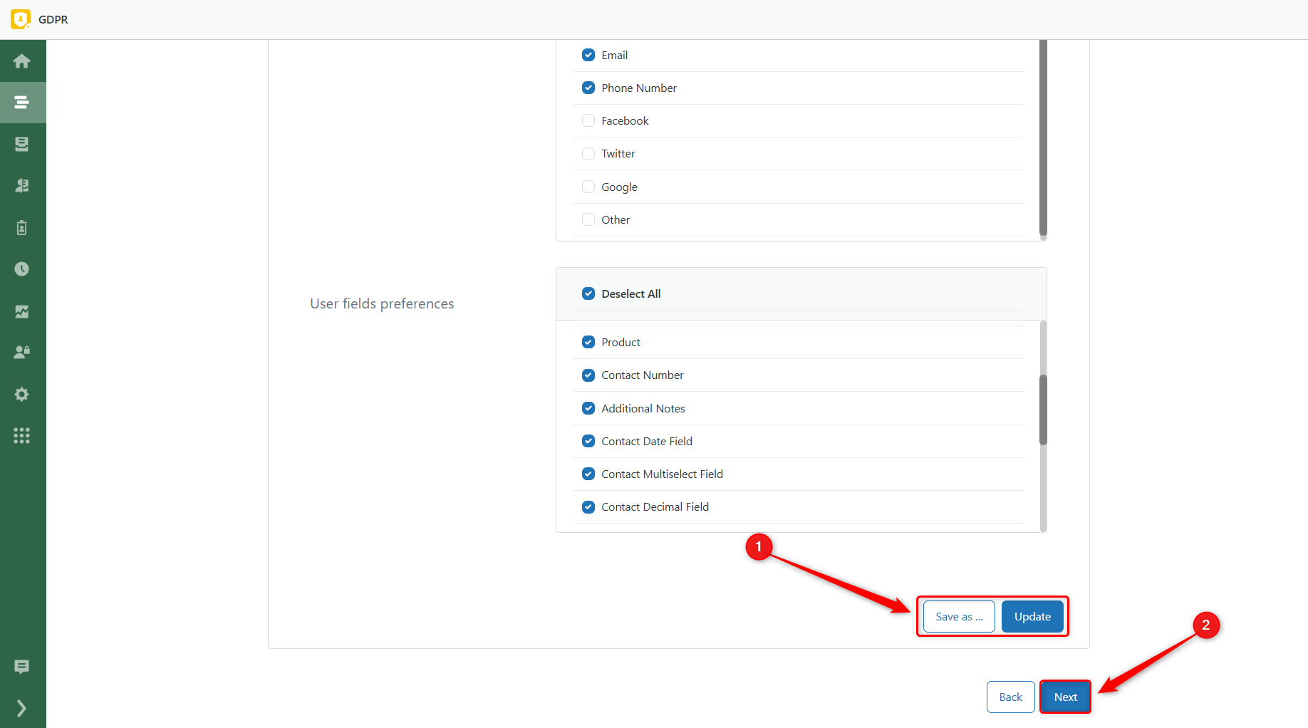 Save Preference Changes