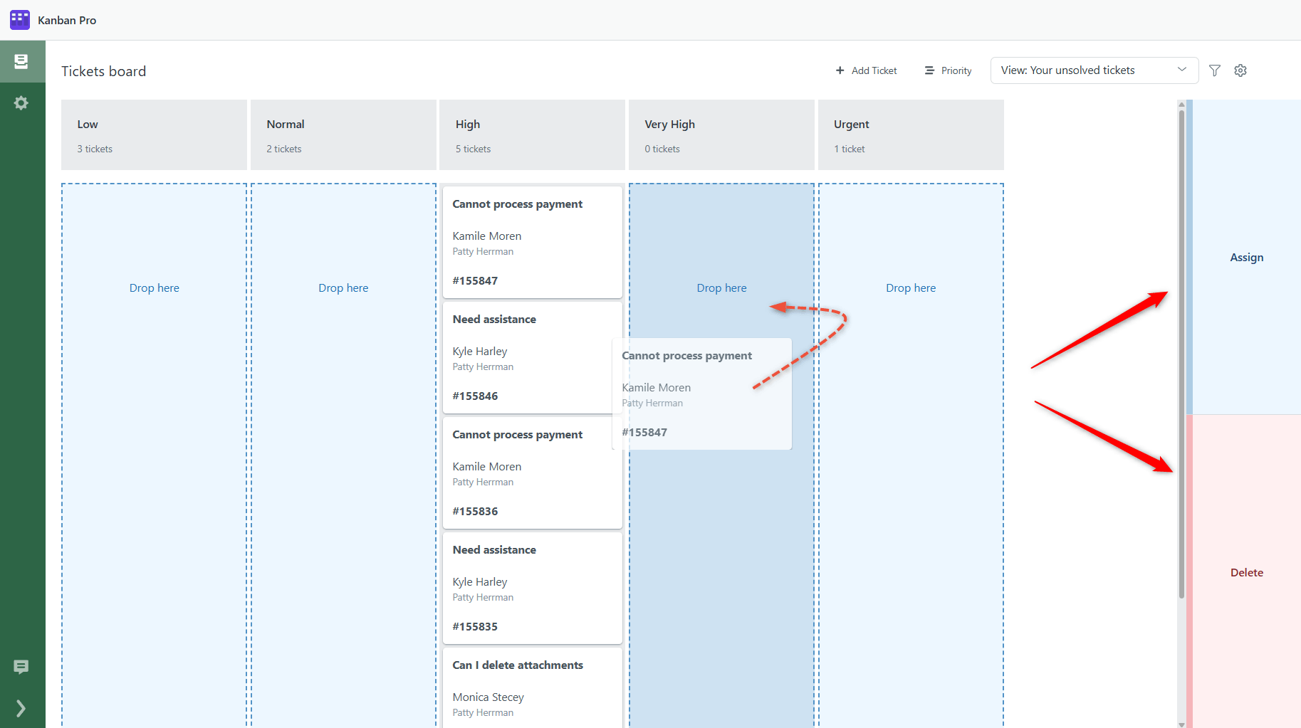 Drag-and-Drop Ticket Board