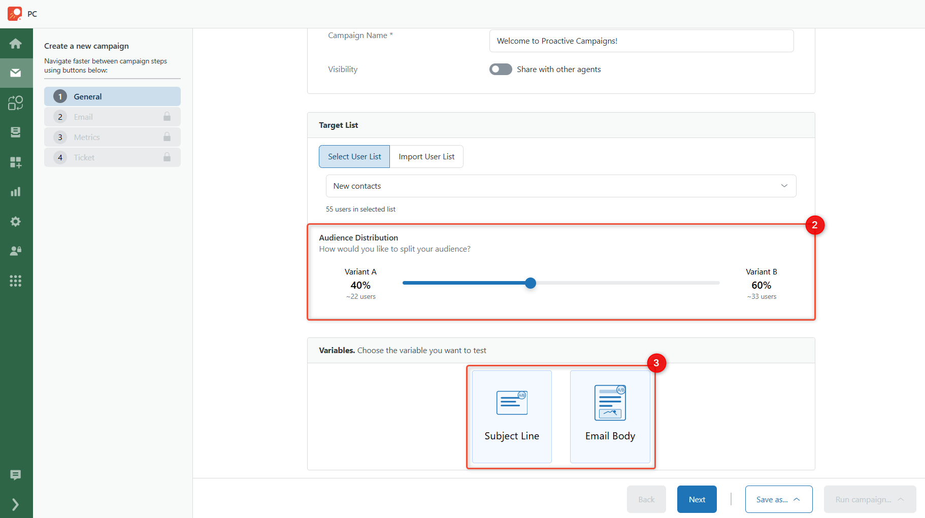 A/B Test General Settings