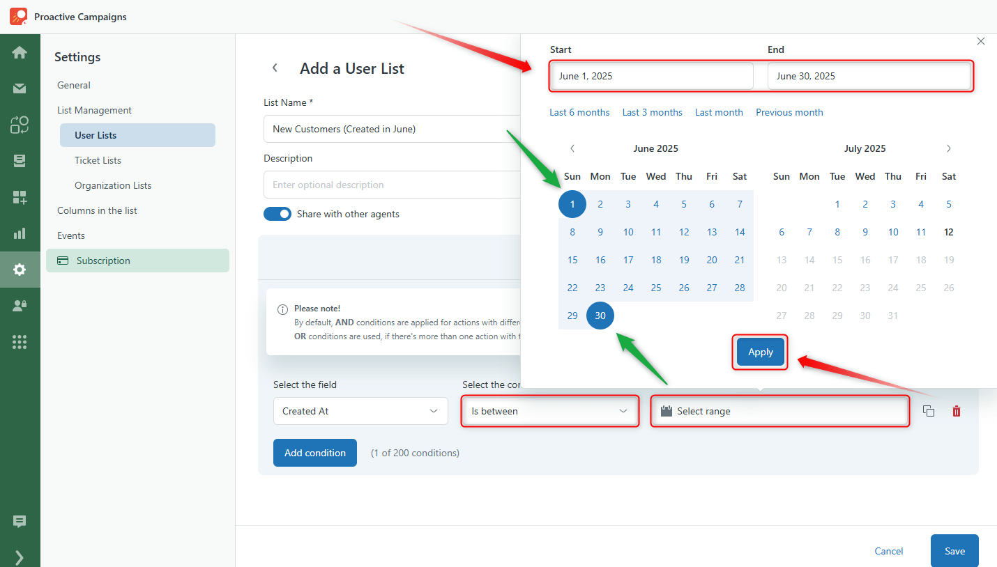 User List New Customers