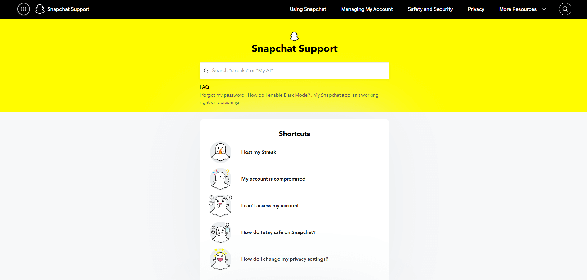 Snapchat Support