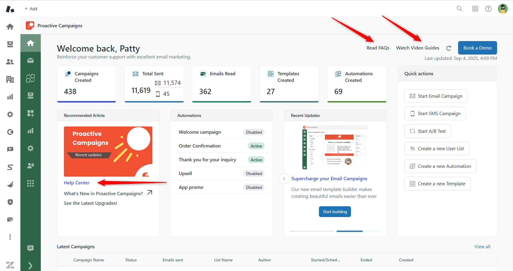 Welcome Page Campaigns