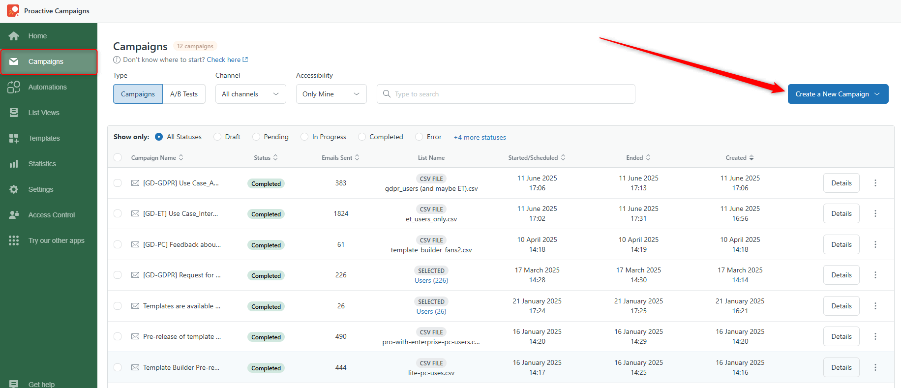 CSV Create New Campaign CSV Create New Campaign