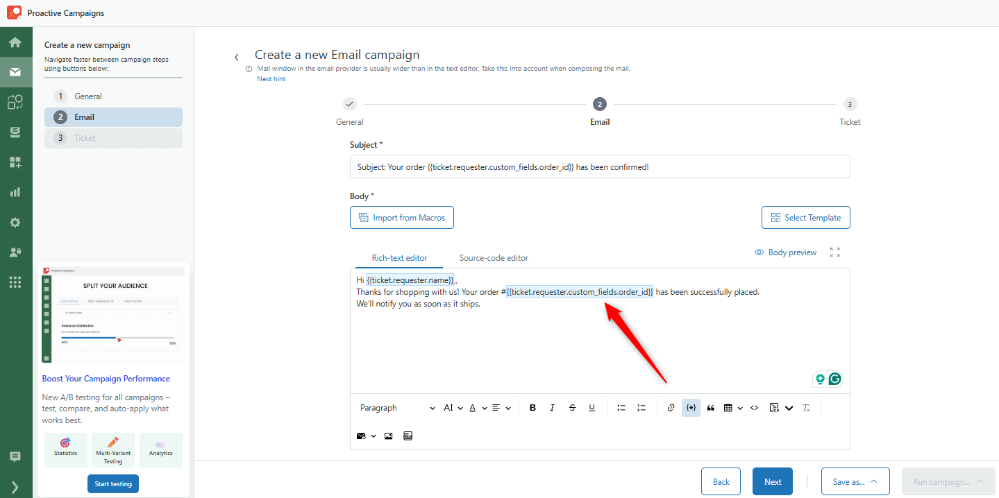 Custom field Order ID Custom field Order ID