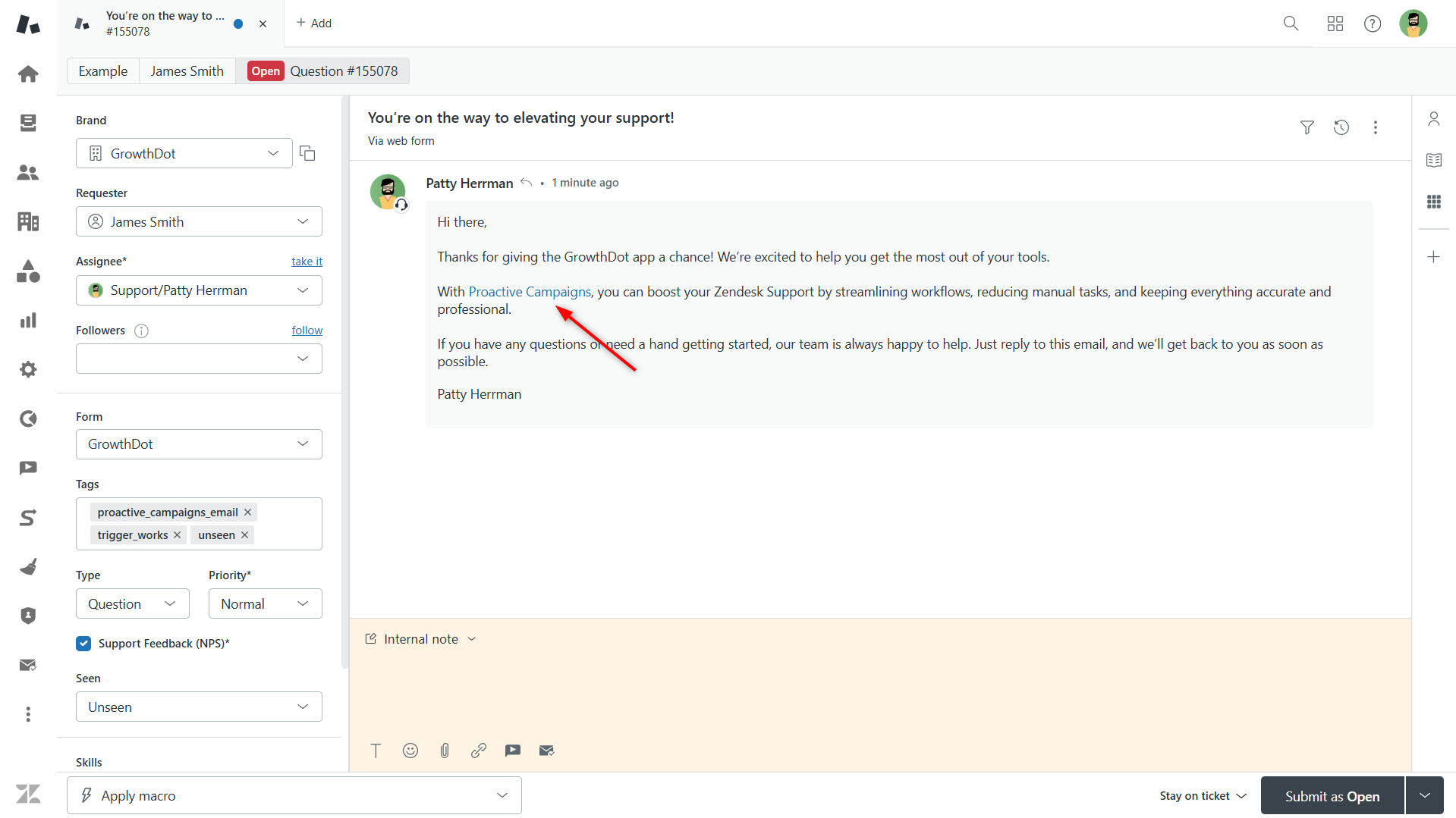 Email with Hyperlinked Product Name