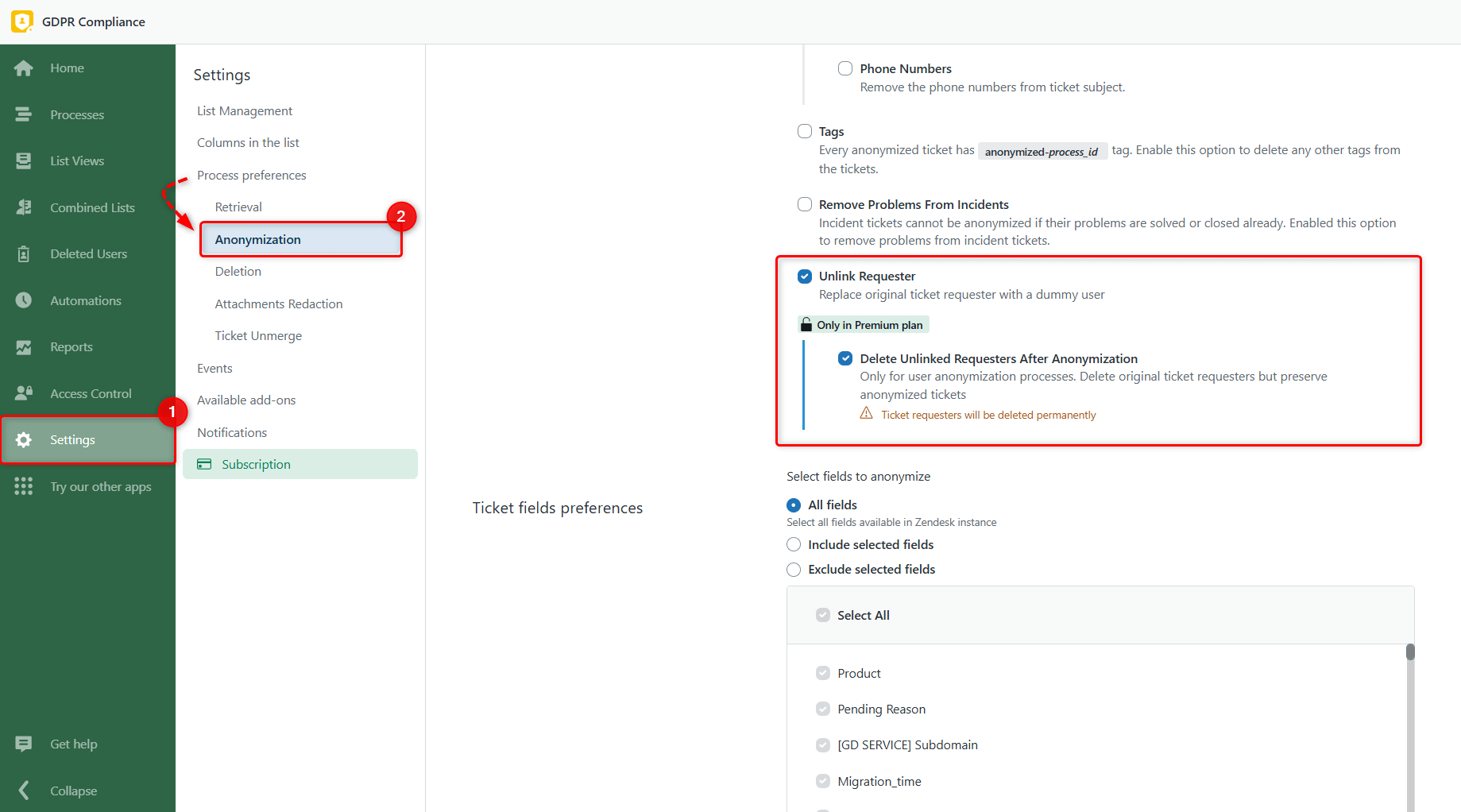 Unlink Requester Process Preference Unlink Requester Process Preference
