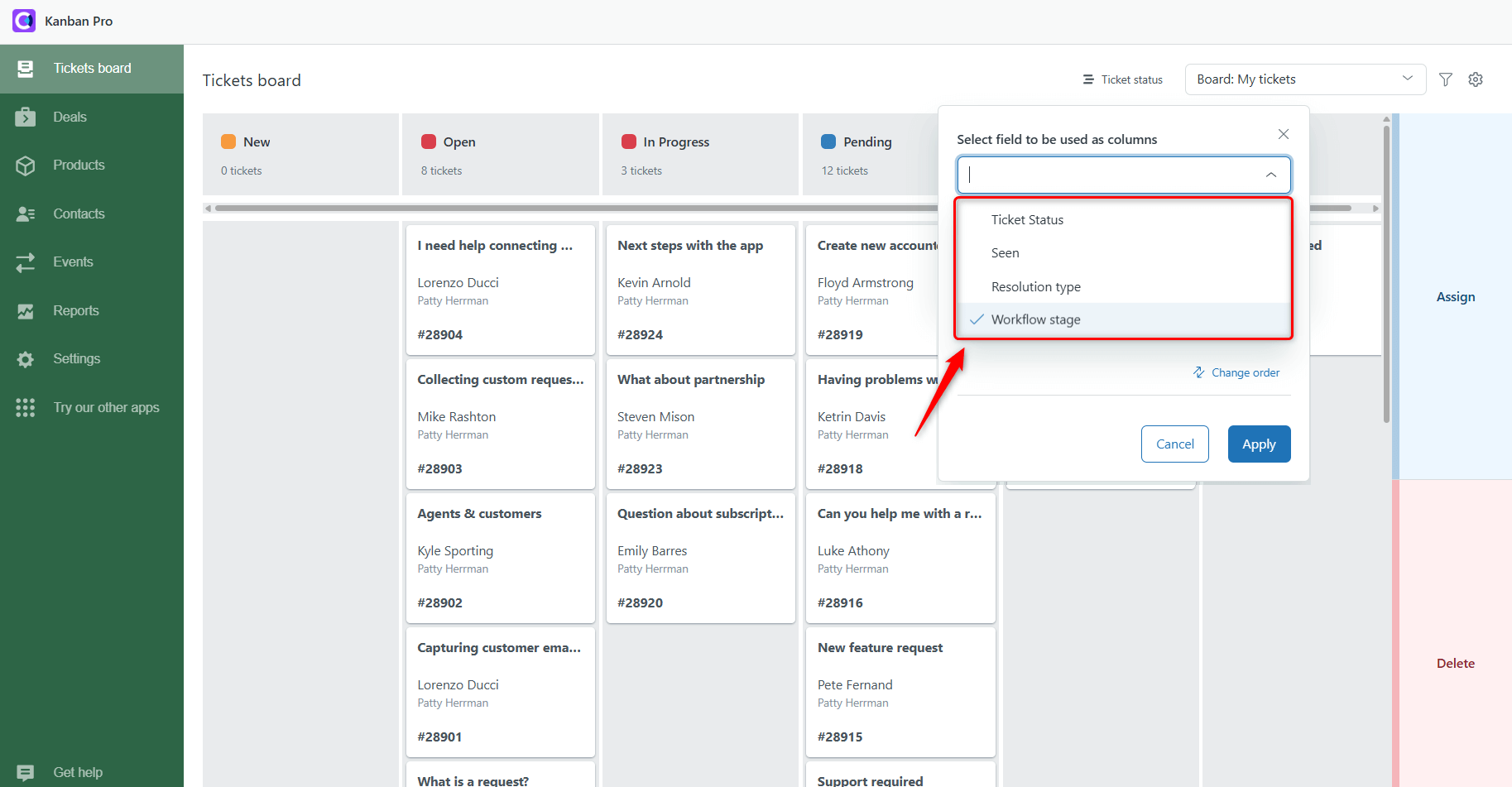 Select Field as Columns