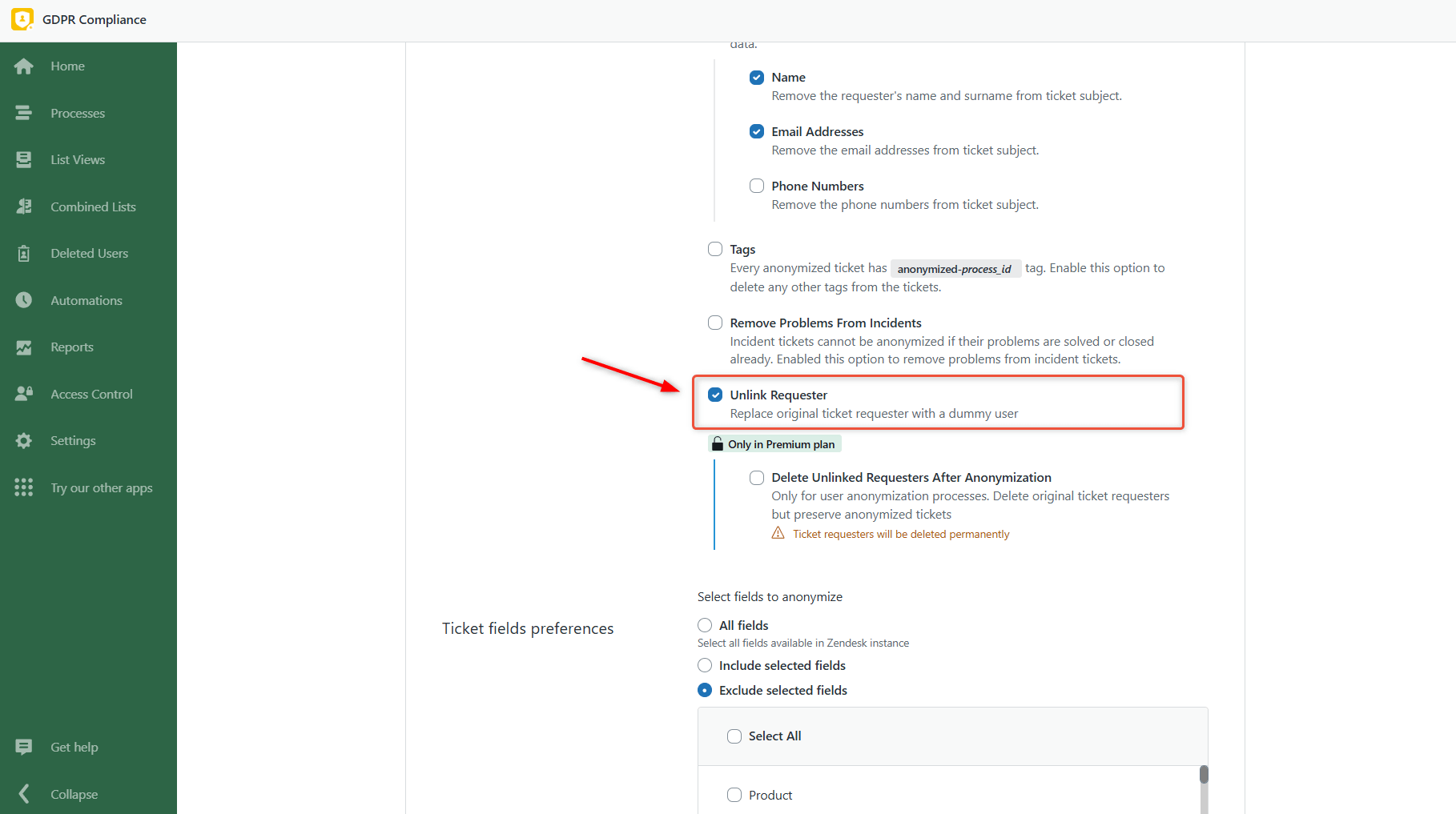 Unlink Requester to Anonymize Suspended Users