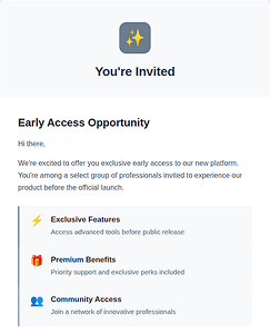 Template preview Early Access Invitation