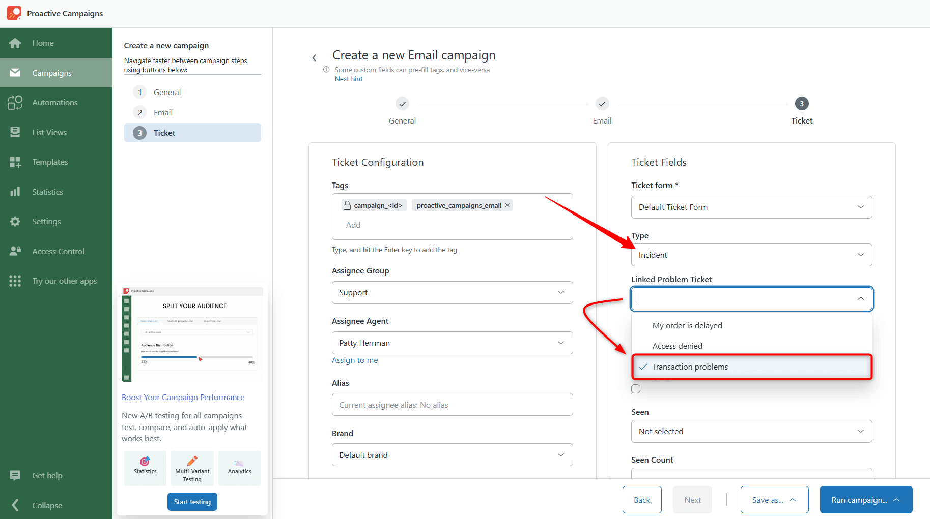 Campaign Linked Problem Ticket Incident Campaign Linked Problem Ticket Incident