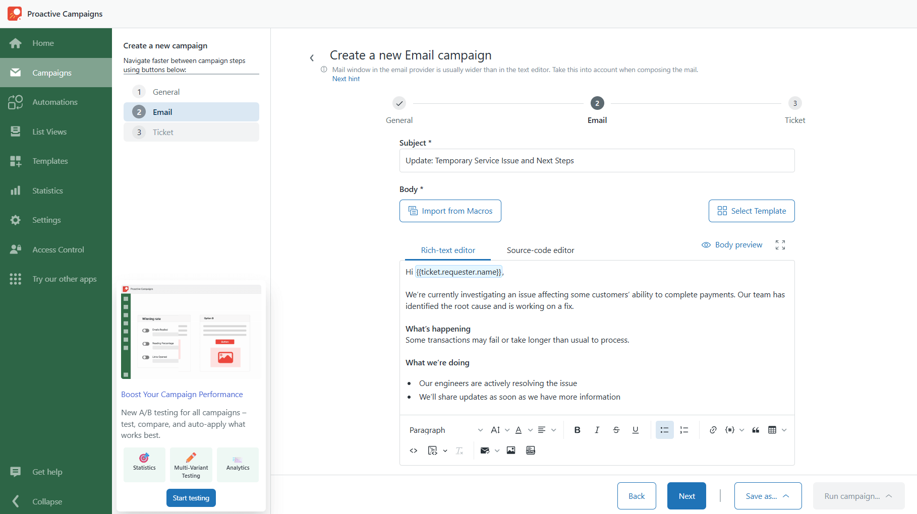 Incident Email Template Campaign Incident Email Template Campaign