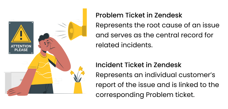 Problem vs Incident tickets in Zendesk Problem vs Incident tickets in Zendesk