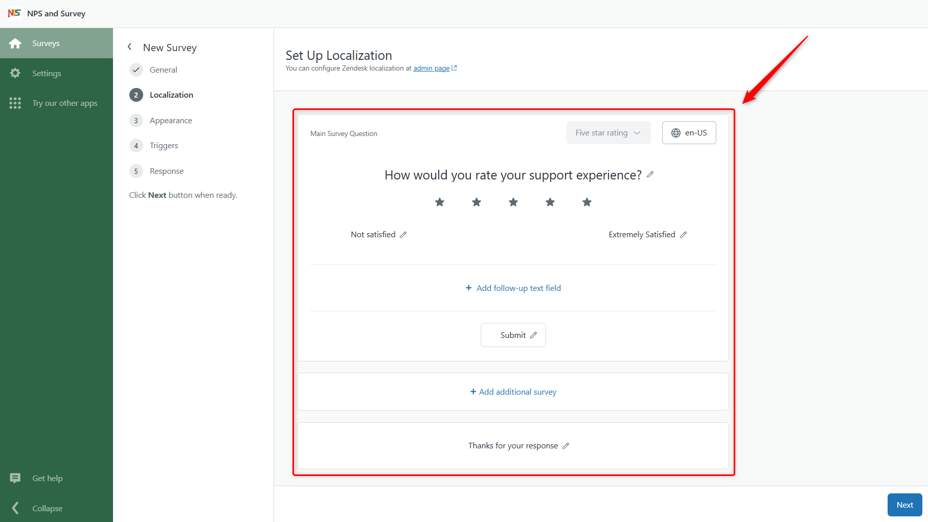 Configure Survey for Solved Tickets