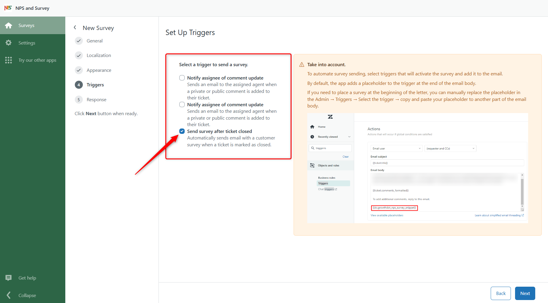 Select Trigger for Closed Tickets