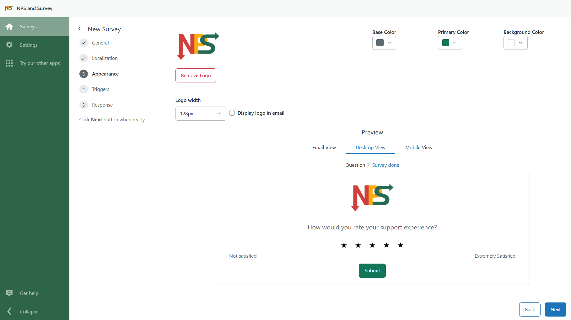 Survey Appearance for Solved Tickets