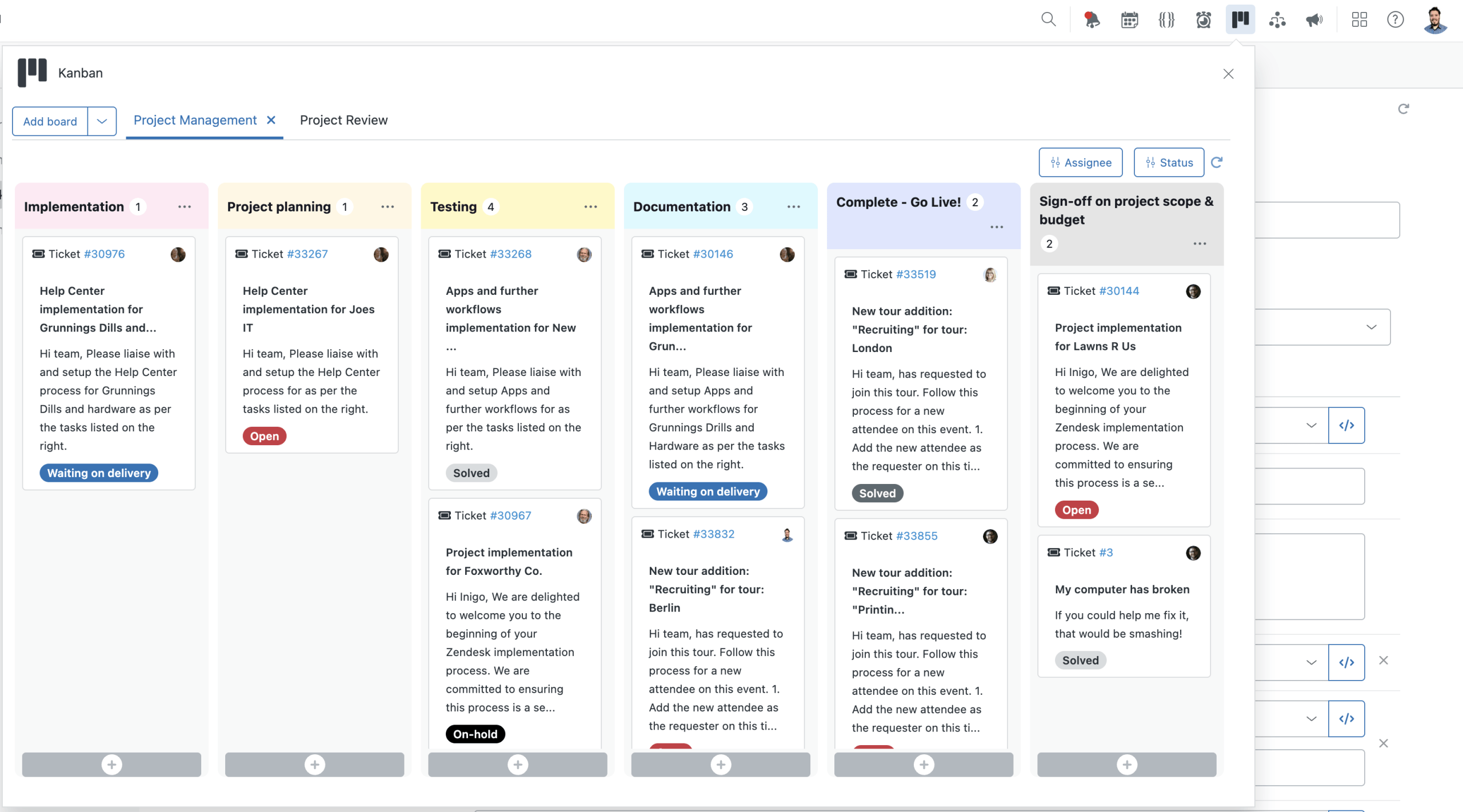 Sweethawk Kanban Interface