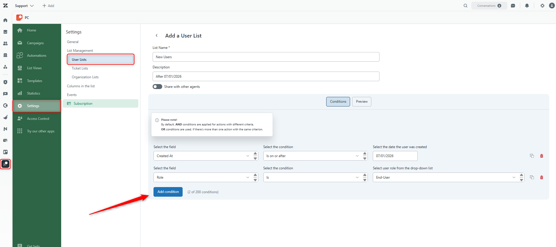 Add New List Blog Conditions Add New List Blog Conditions