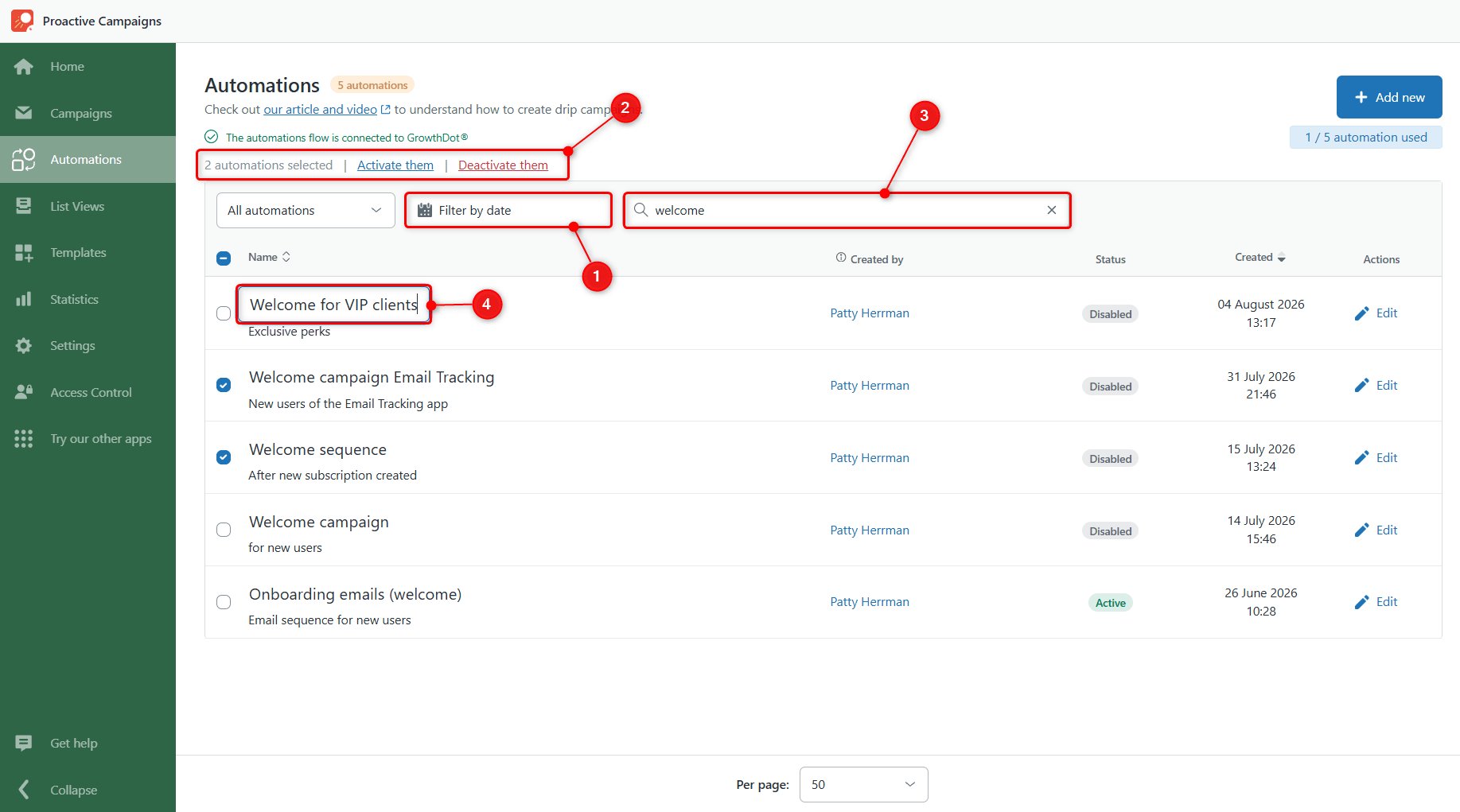 Automations Page Upgrades