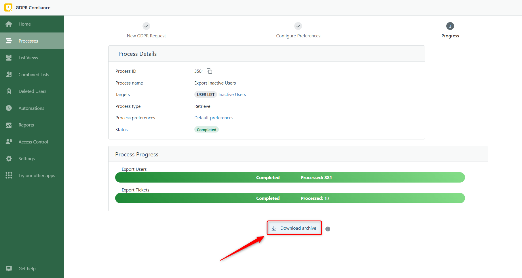 Download Archive of Bulk Export