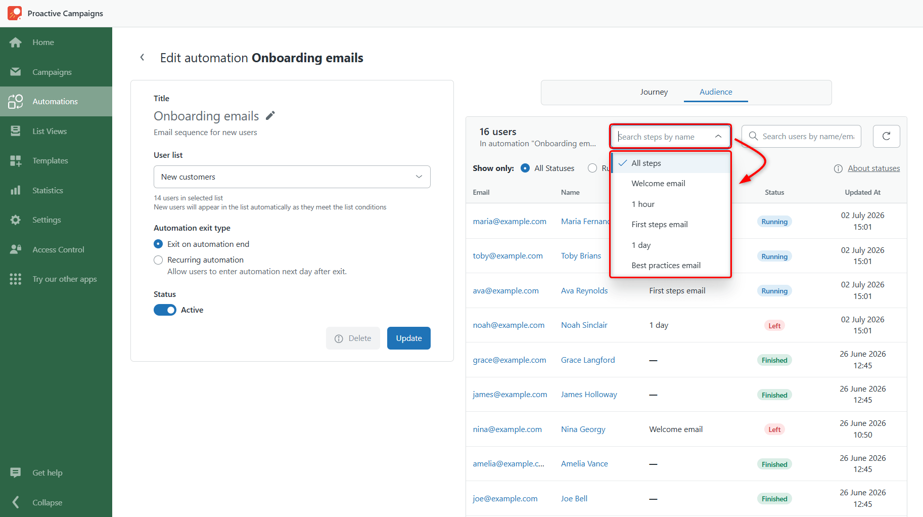 Filter Audience by Step Filter Audience by Step