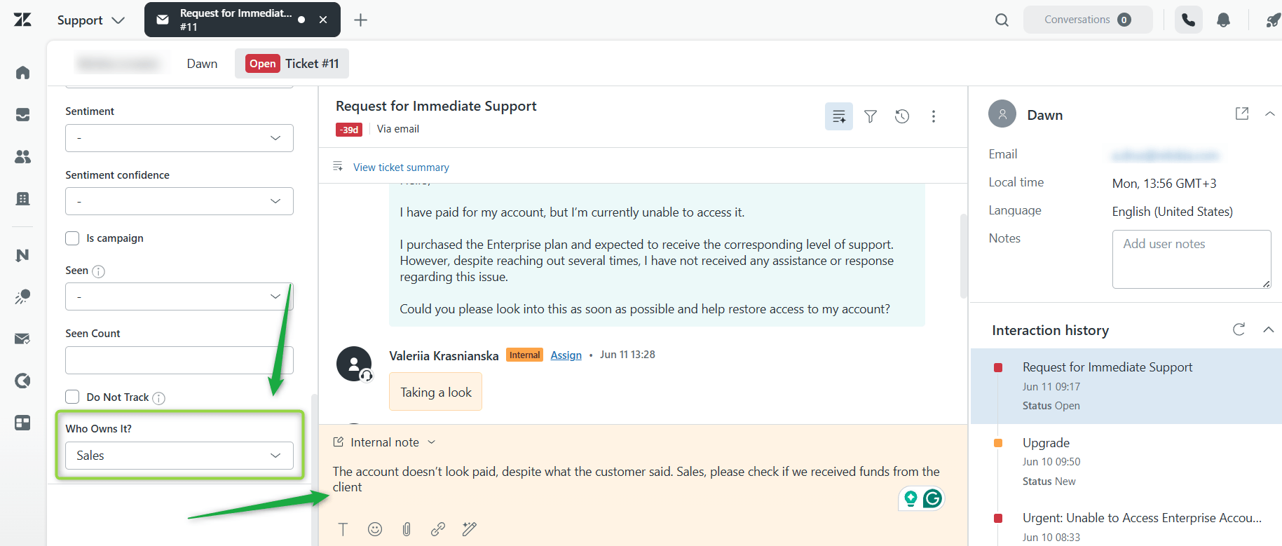 Owner and Note Team Management in Zendesk