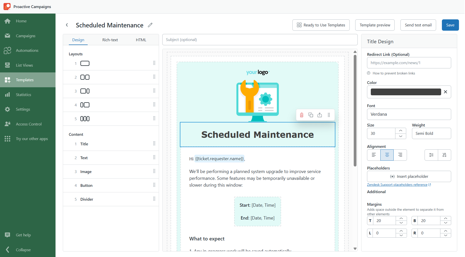 Customize Template from Library