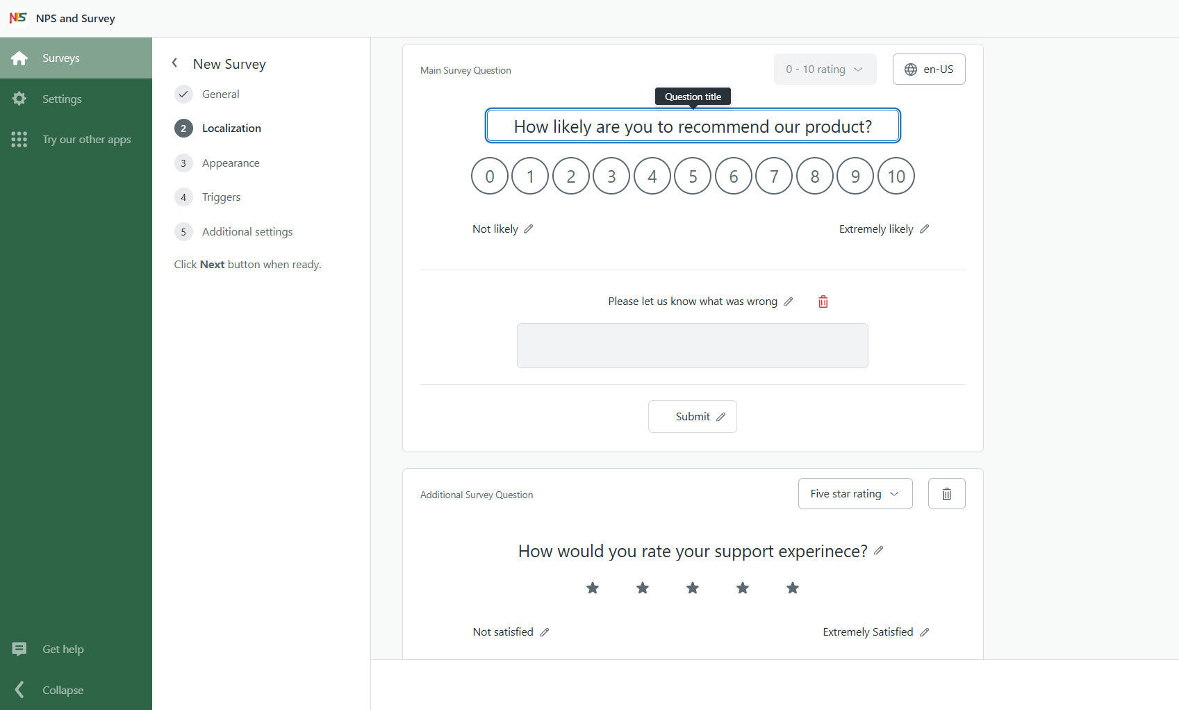 Step 2: Customize Survey Step 2: Customize Survey